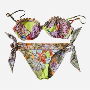Agua Bendita Vibrant Floral Bikini Set NWOT